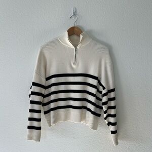 EUC Mango Striped Sweater w/ Zipper size SMALL